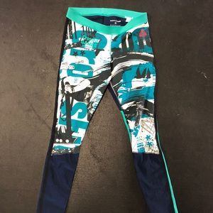 Reebok crossfit 2016 blue and green camo tights